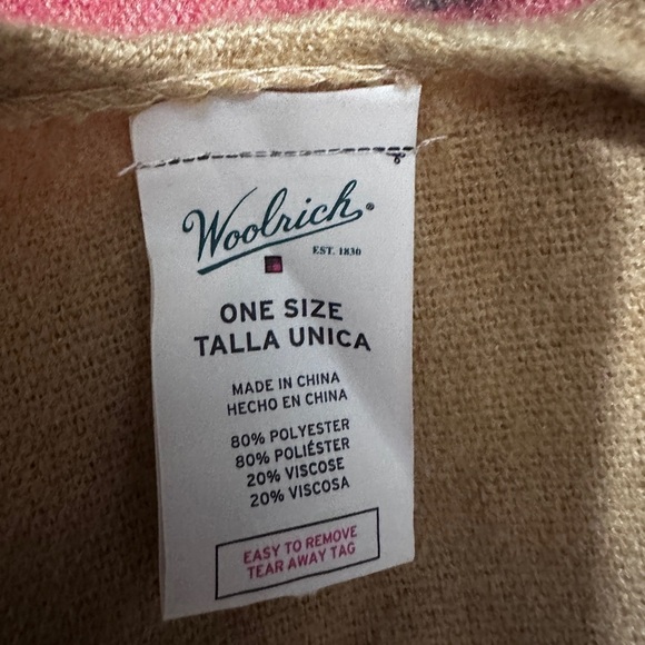 Woolrich Women’s One Size Plaid Fringe Wrap Poncho in Tan, Red, and Black - Picture 6 of 6